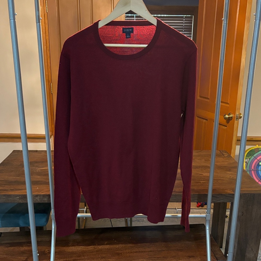 J. Crew Men's Deep Red Crewneck Sweater